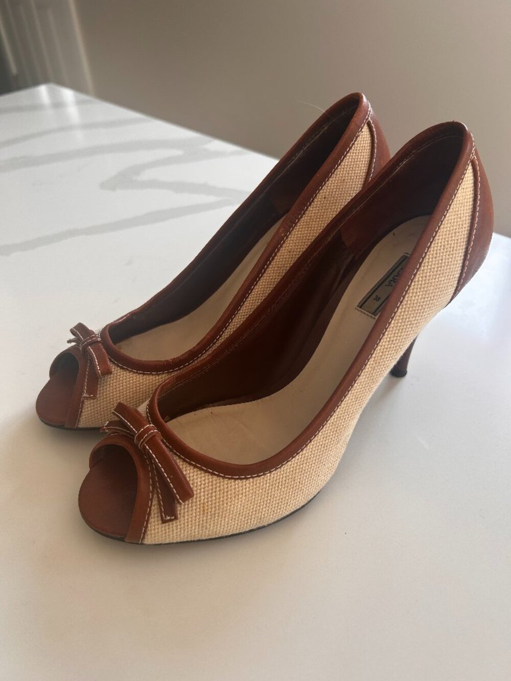 Zara • Peep-Toe Canva Pumps